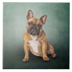 Drawing dog French Bulldog Ceramic Tile