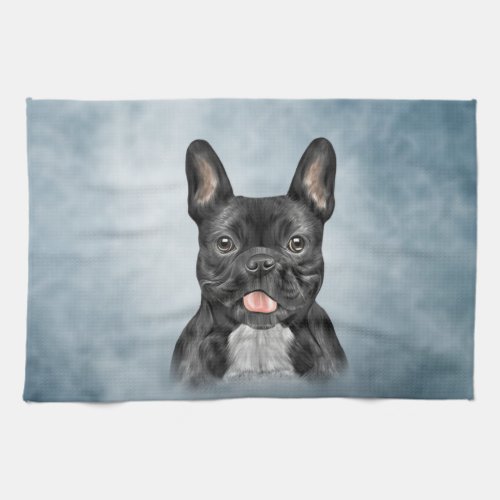 Drawing dog French Bulldog Kitchen Towel