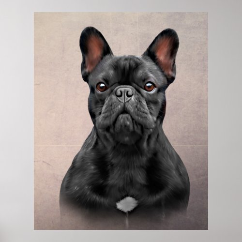 Drawing dog French Bulldog Poster