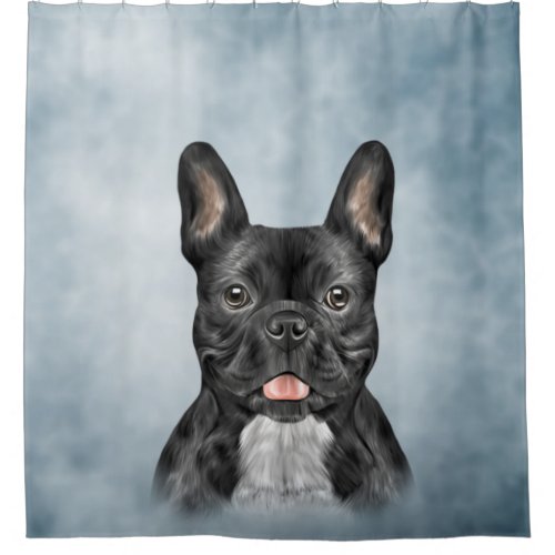 Drawing dog French Bulldog Shower Curtain