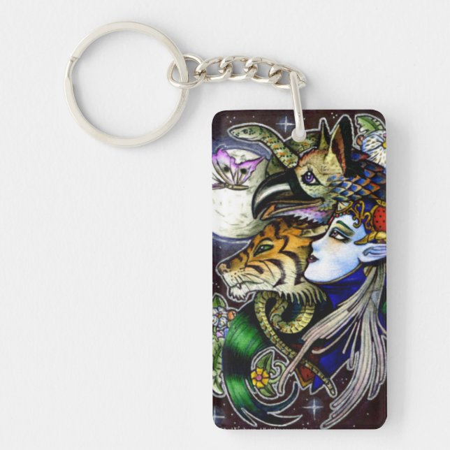 Drawing Down the Moon Acrylic Rectangle Key Chain (Front)