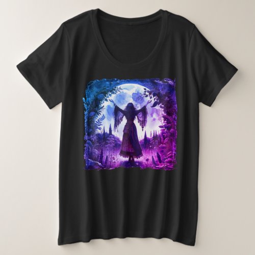 Drawing Down the Witchs Moon Quote Back Plus Size T_Shirt