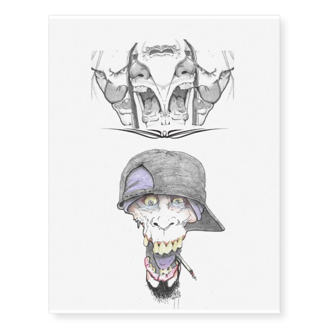Drawing faces, skulls temporary tattoos (Front)