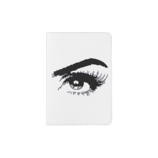 Drawing Female Black & White Eyes Passport Holder
