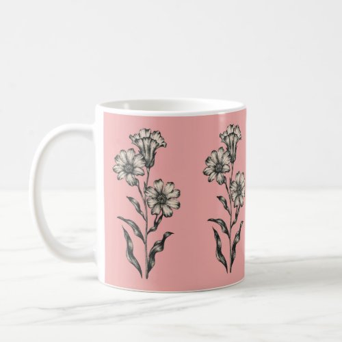 Drawing flowers  coffee mug