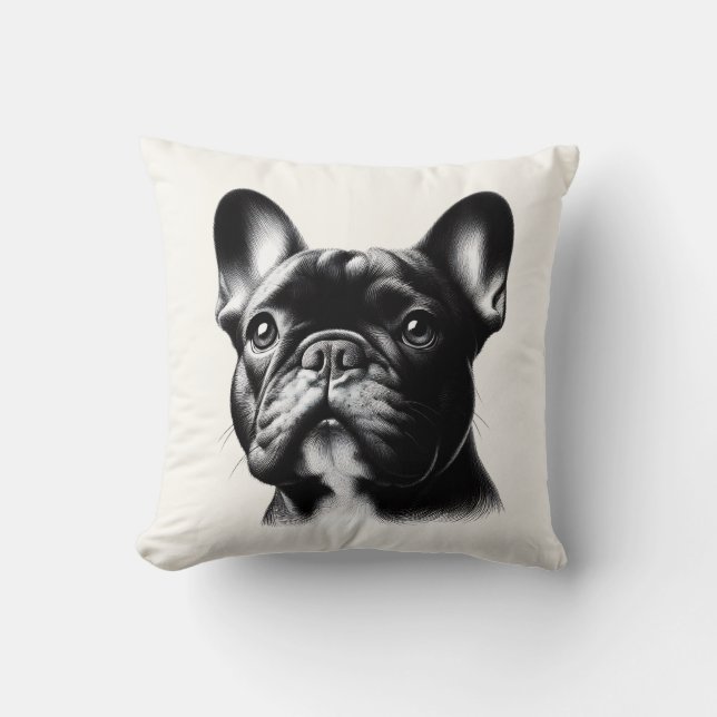Drawing French Bulldog Throw Pillow (Front)