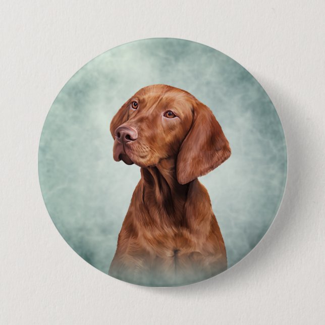Drawing funny Vizsla Pointer Button (Front)