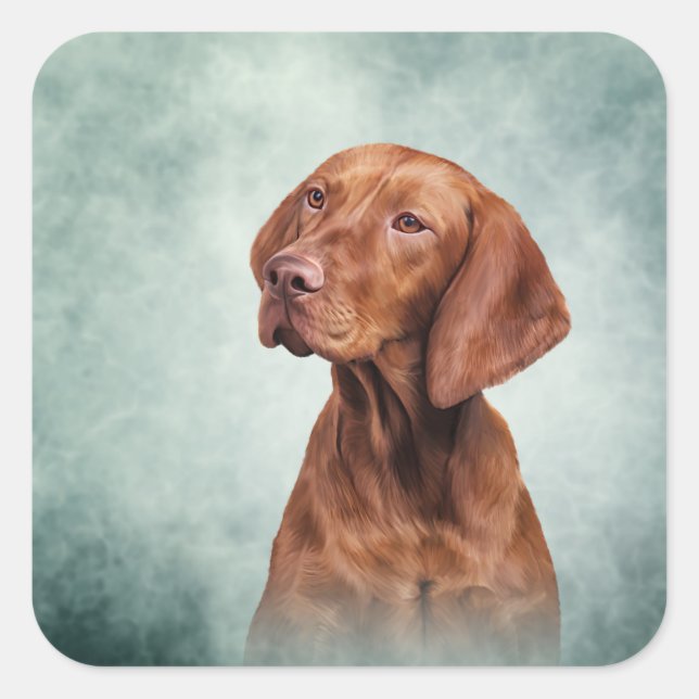 Drawing funny Vizsla Pointer Square Sticker (Front)