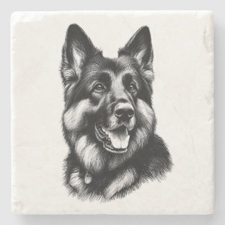 Drawing German Shepherd Stone Coaster