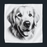 Drawing Golden Retriever Bandana<br><div class="desc">Black and white drawing of a Golden Retriever. The Golden Retriever is a popular dog breed known for its friendly, intelligent and adaptable nature. Originally bred in Scotland as hunting dogs, they are now valued family dogs, therapy animals and working dogs, proving their worth in areas such as guide dogs...</div>