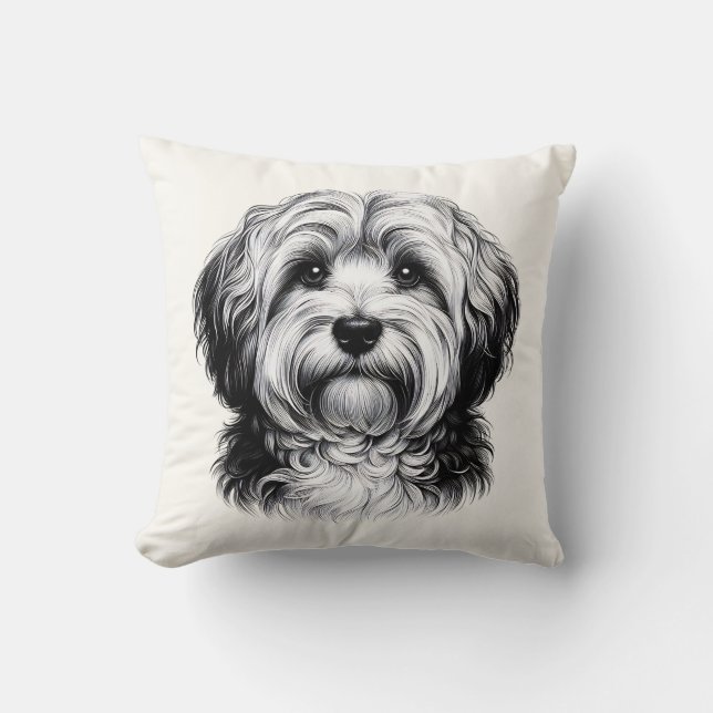 Drawing Havanese Dog Throw Pillow (Front)