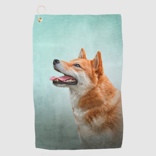 Drawing Japanese Shiba Inu dog Golf Towel (Front)