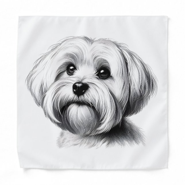 Drawing Maltese Dog Bandana (Front)
