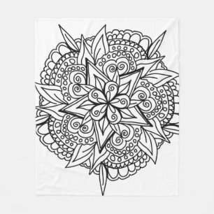 Drawing mandala design cool fleece blanket
