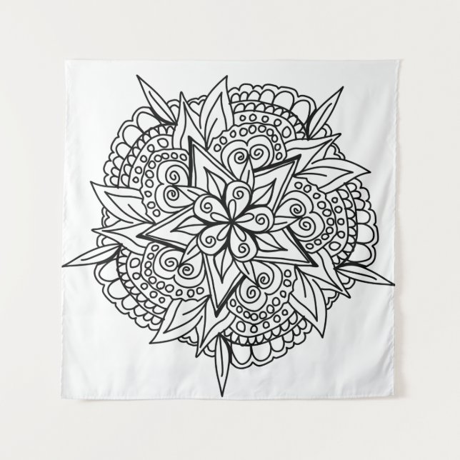 Drawing mandala design cool tapestry (Front)