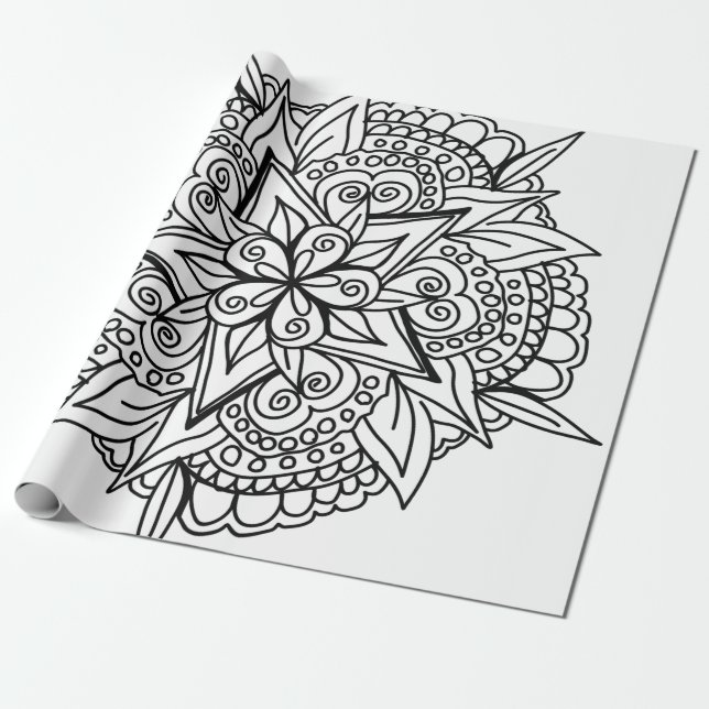 Drawing mandala design cool wrapping paper (Unrolled)