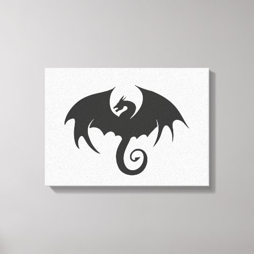 Drawing of a black dragon silhouette canvas print