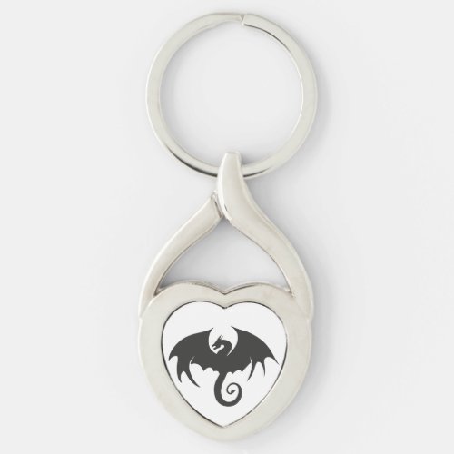Drawing of a black dragon silhouette keychain