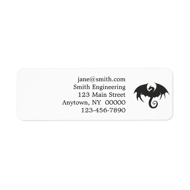 Drawing of a black dragon silhouette label (Front)