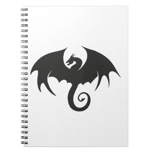 Drawing of a black dragon silhouette notebook