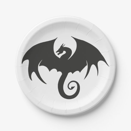 Drawing of a black dragon silhouette paper plates