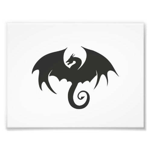 Drawing of a black dragon silhouette photo print