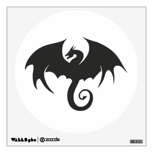Drawing of a black dragon silhouette wall decal