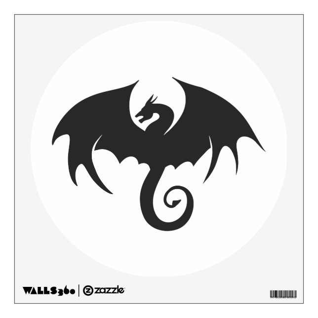 Drawing of a black dragon silhouette wall decal (Front)