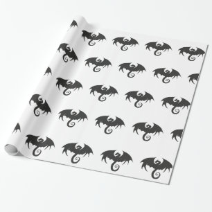 Drawing of a black dragon silhouette wrapping paper