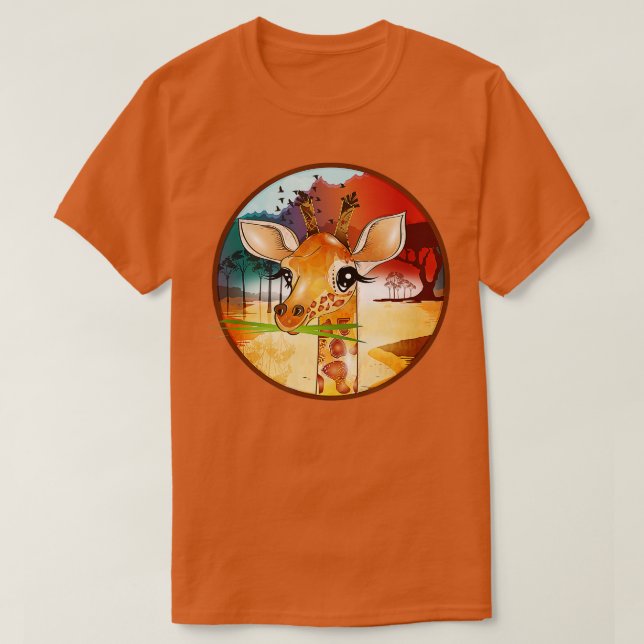 Drawing of a cute giraffe in the Savannah T-Shirt (Design Front)