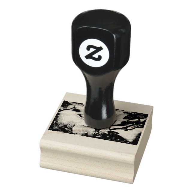 Drawing of a magnolia flower branch rubber stamp (Stamp)