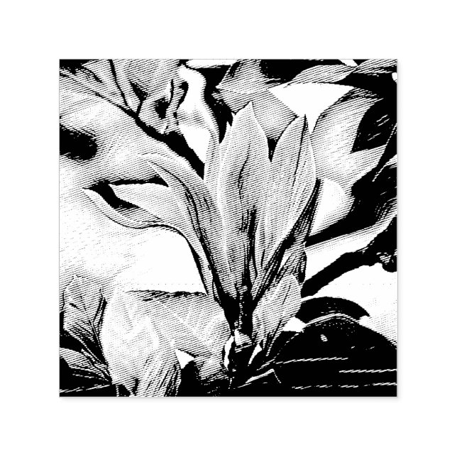 Drawing of a magnolia flower branch self-inking st self-inking stamp (Design)