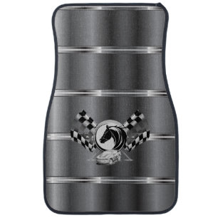 Drawing of a Mustang car floor mat