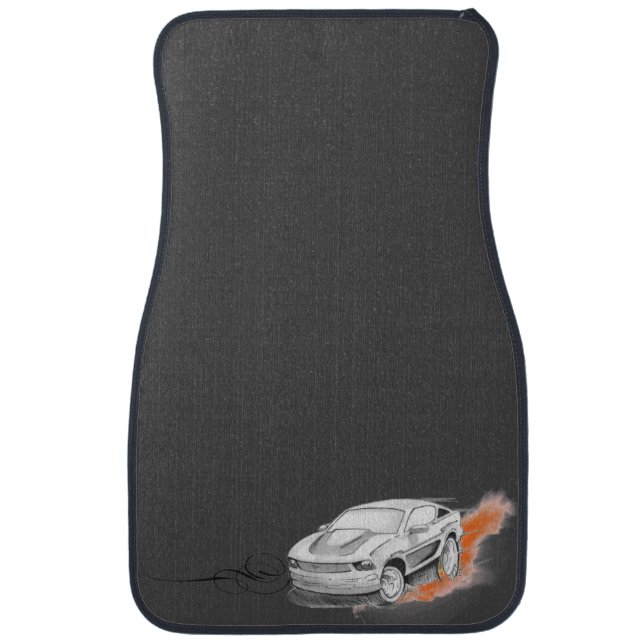 Drawing of a Mustang  car floor mat (Front)