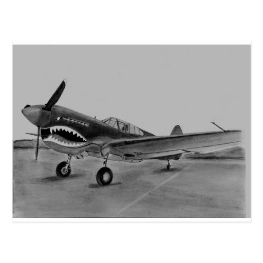 Drawing of a P40 Fighter plane Postcard | Zazzle