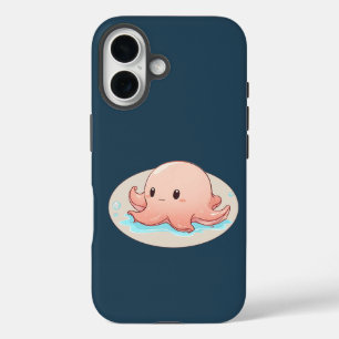 Drawing of a pink Baby Octopus iPhone 16 Case