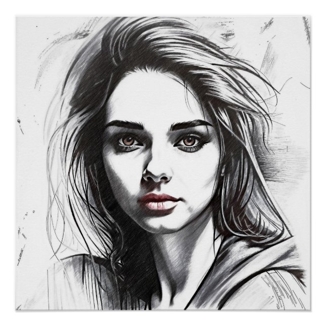 Drawing of a portrait of a woman poster (Front)