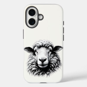 Drawing of a Sheep’s Head iPhone 16 Case