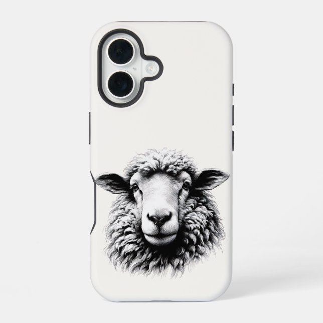 Drawing of a Sheep’s Head Iphone Case (Back)