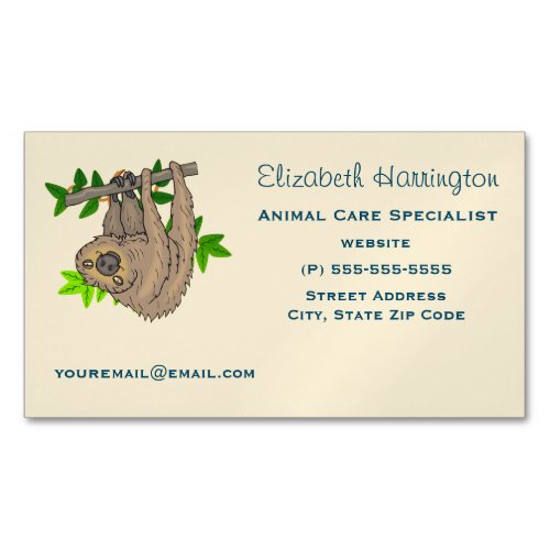 Drawing of a Sloth Hanging Upside Down Business Card Magnet