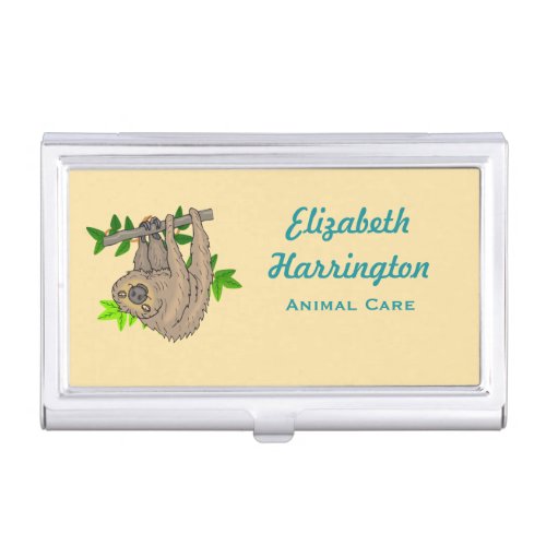 Drawing of a Sloth Hanging Upside Down Case For Business Cards