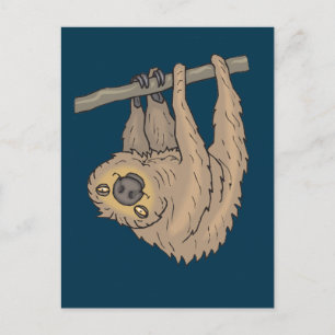 Drawing of a Sloth hanging upside down Postcard