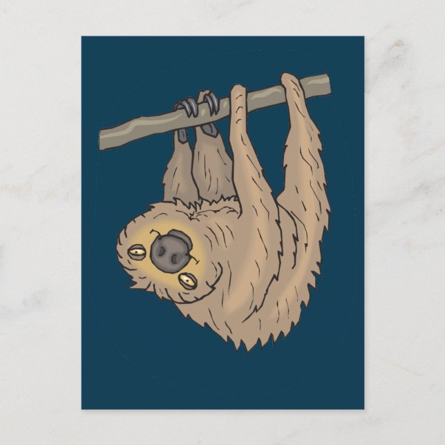 Drawing of a Sloth hanging upside down Postcard (Front)
