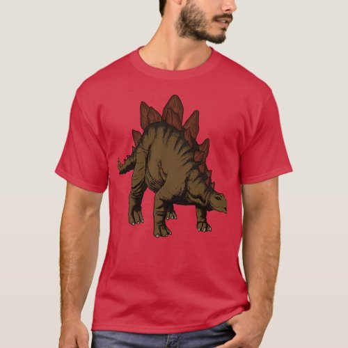 Drawing of a Stegosaurus T_Shirt