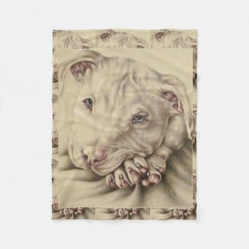 Drawing Of A White Pitbull On Blanket by NosesNPosesfromALM at Zazzle