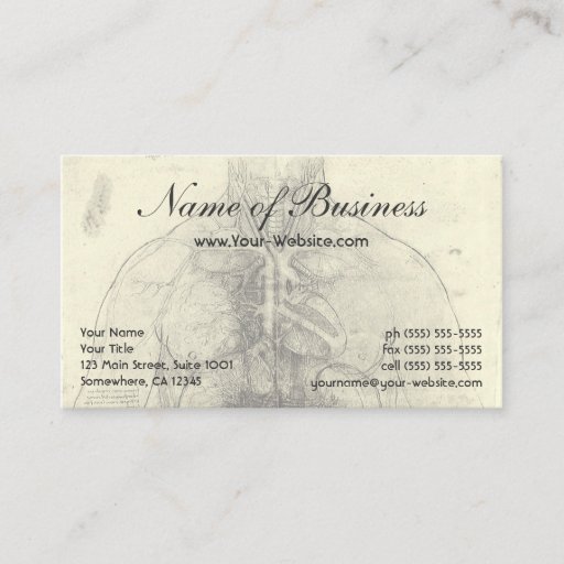Customizable Drawing of a Woman's Torso by Leonardo da Vinci Business Card Templates