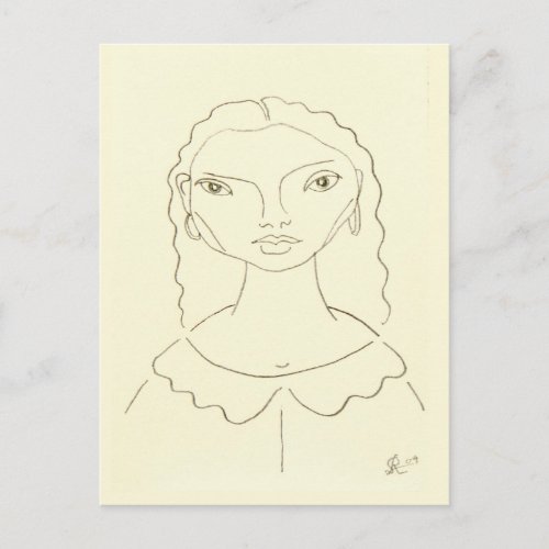 Drawing of a Young Girl Brazilian Angel Postcard