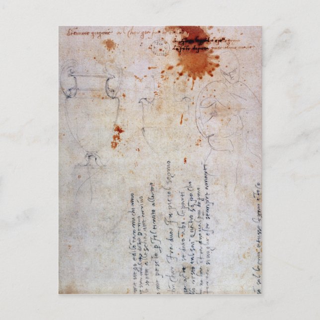 Drawing of an Urn and Figure with Notes (Front)