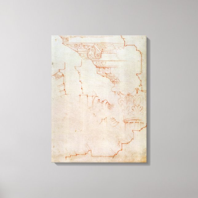 Drawing of architectural details canvas print (Front)