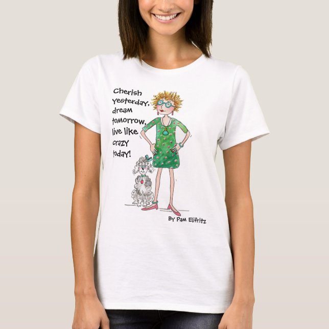 Drawing of Assured young lady with friendly advice T-Shirt (Front)